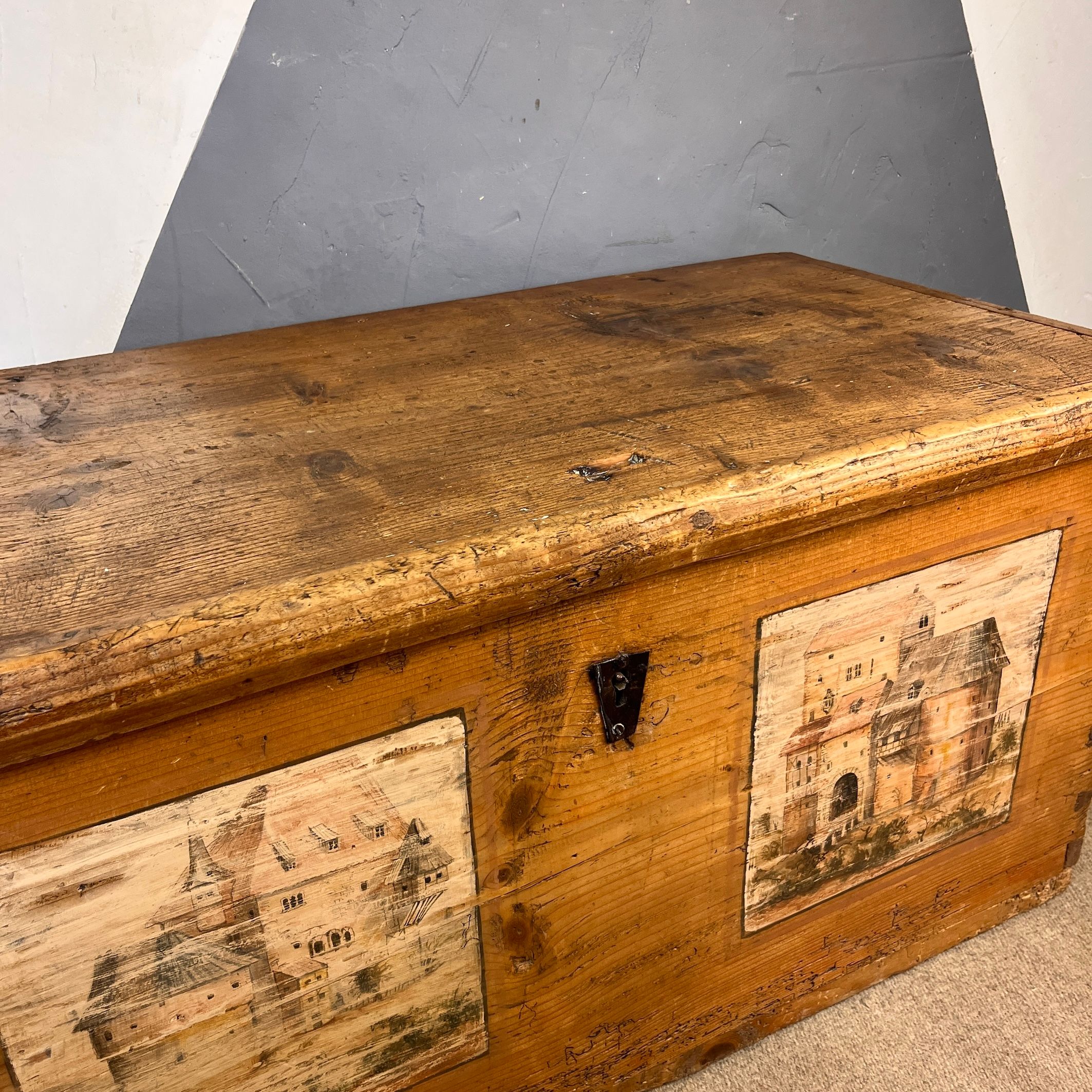 Large Pine Antique Dutch Chest Coffee Table