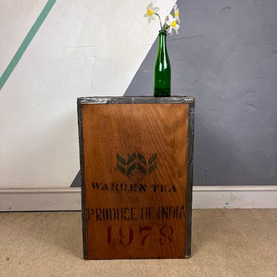 Vintage Wooden Tea Chest India Crate Storage Side Table