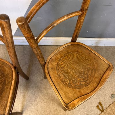 Vintage Bentwood Chair Thonet Fischel 1920s Patten Seat PAIR