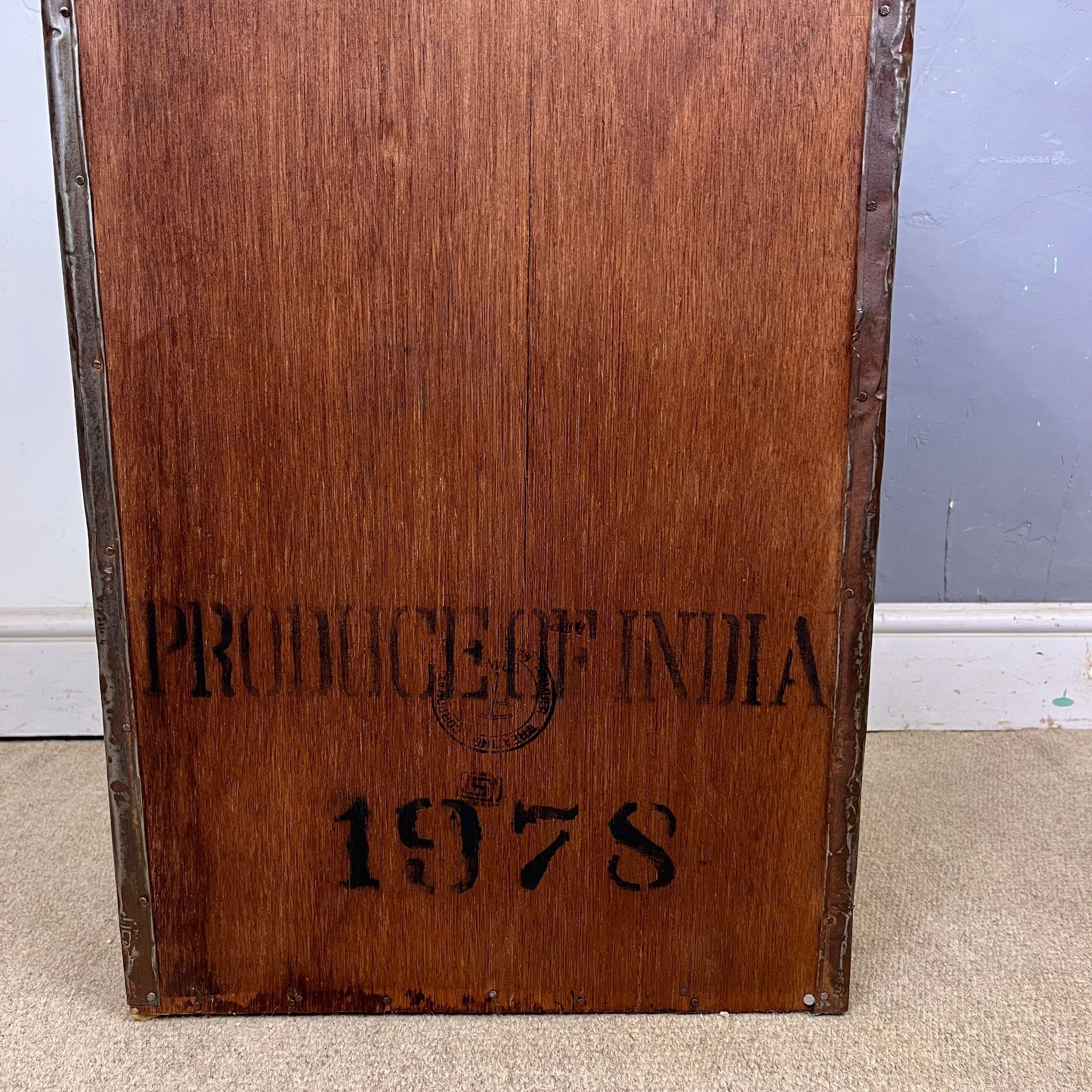 Vintage Wooden Tea Chest India Crate Storage Side Table