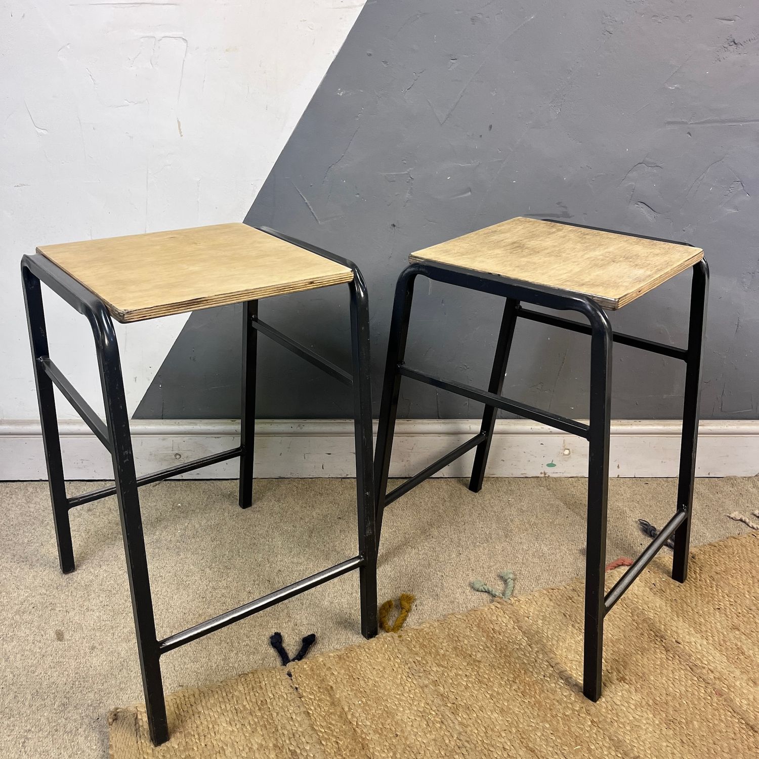​Mid Century Vintage Industrial Lab Stool Bar Breakfast Seating
