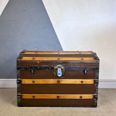 Antique Domed Chest Steamer Trunk Blanket Box Storage Antique Domed Chest Steamer Trunk Blanket Box Storage