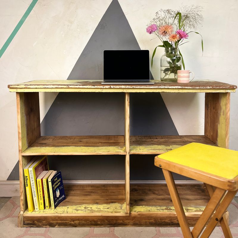 Yellow Painted Rustic Pine Painted Room Divider Sideboard Yellow Painted Rustic Pine Painted Room Divider Sideboard