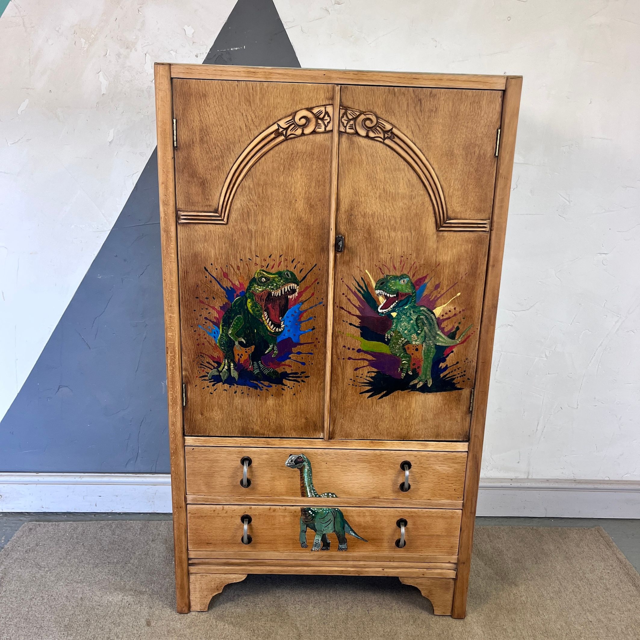 1930s Painted Dinosaur Kids Wardrobe
