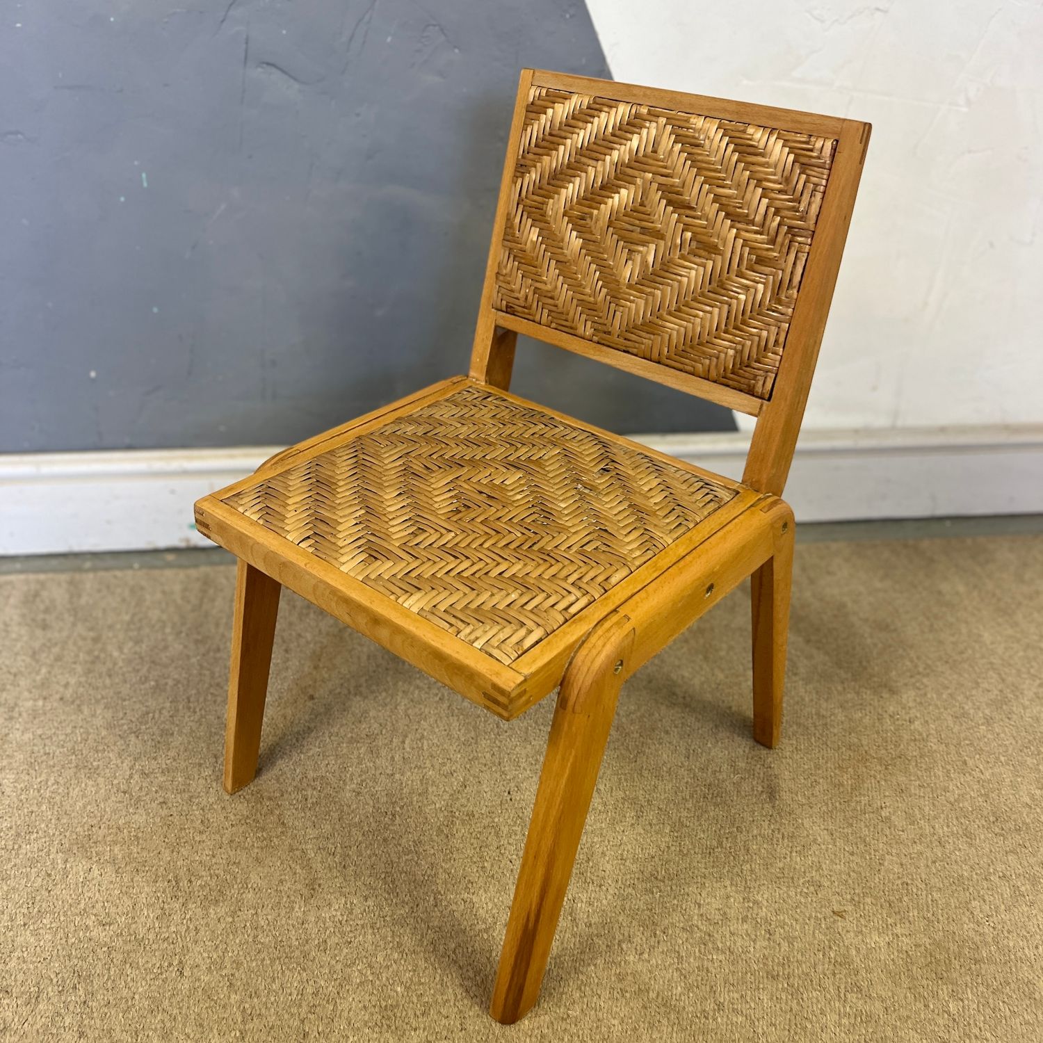 ​Mid Century Cane Wicker  Children's Boho Chair