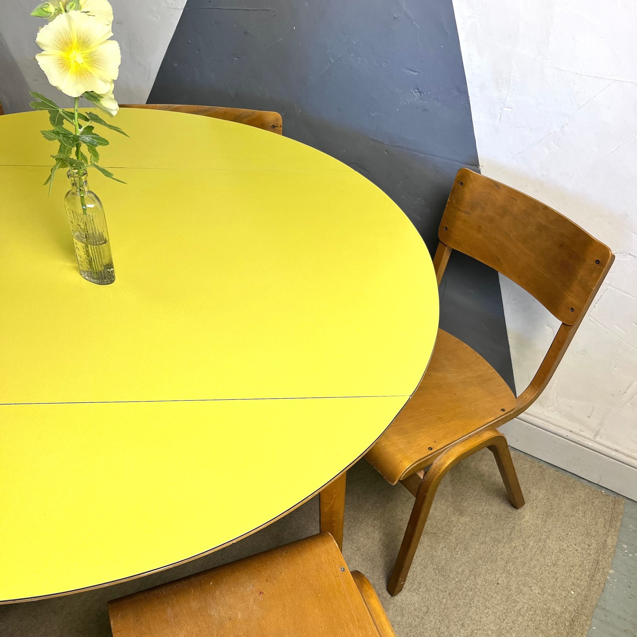 Mid Century Yellow Round Formica Kitchen Table