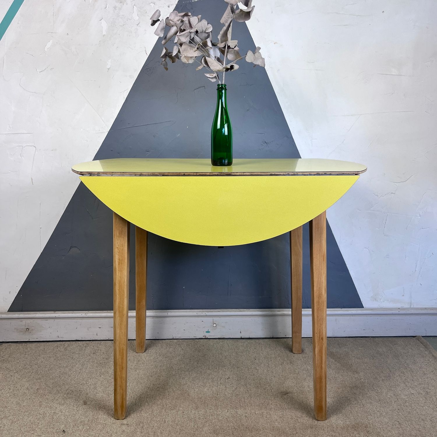 Mid Century Yellow Round Formica Kitchen Table