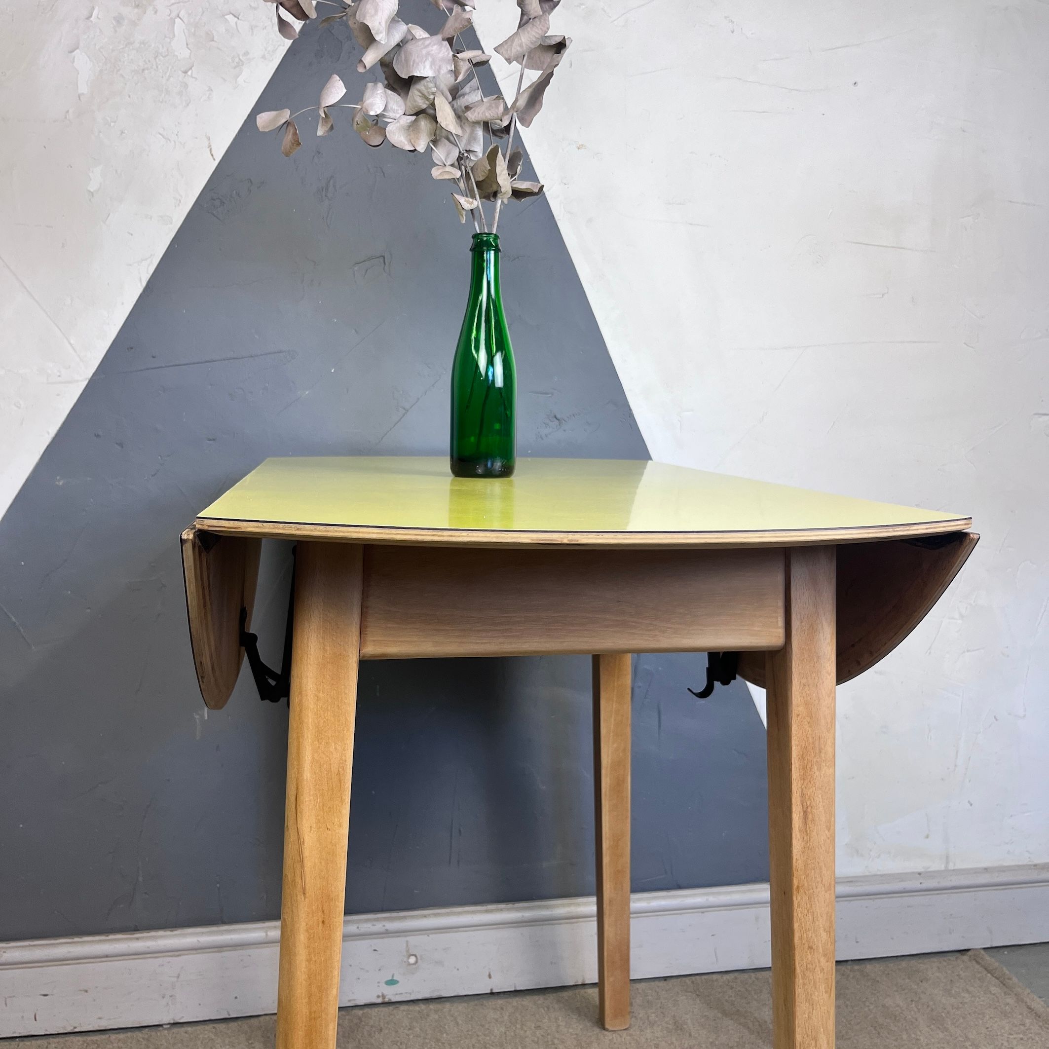 Mid Century Yellow Round Formica Kitchen Table