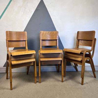 Mid Century Stacking Chair Beech 1950s School Mid Century Stacking Chair Beech 1950s School