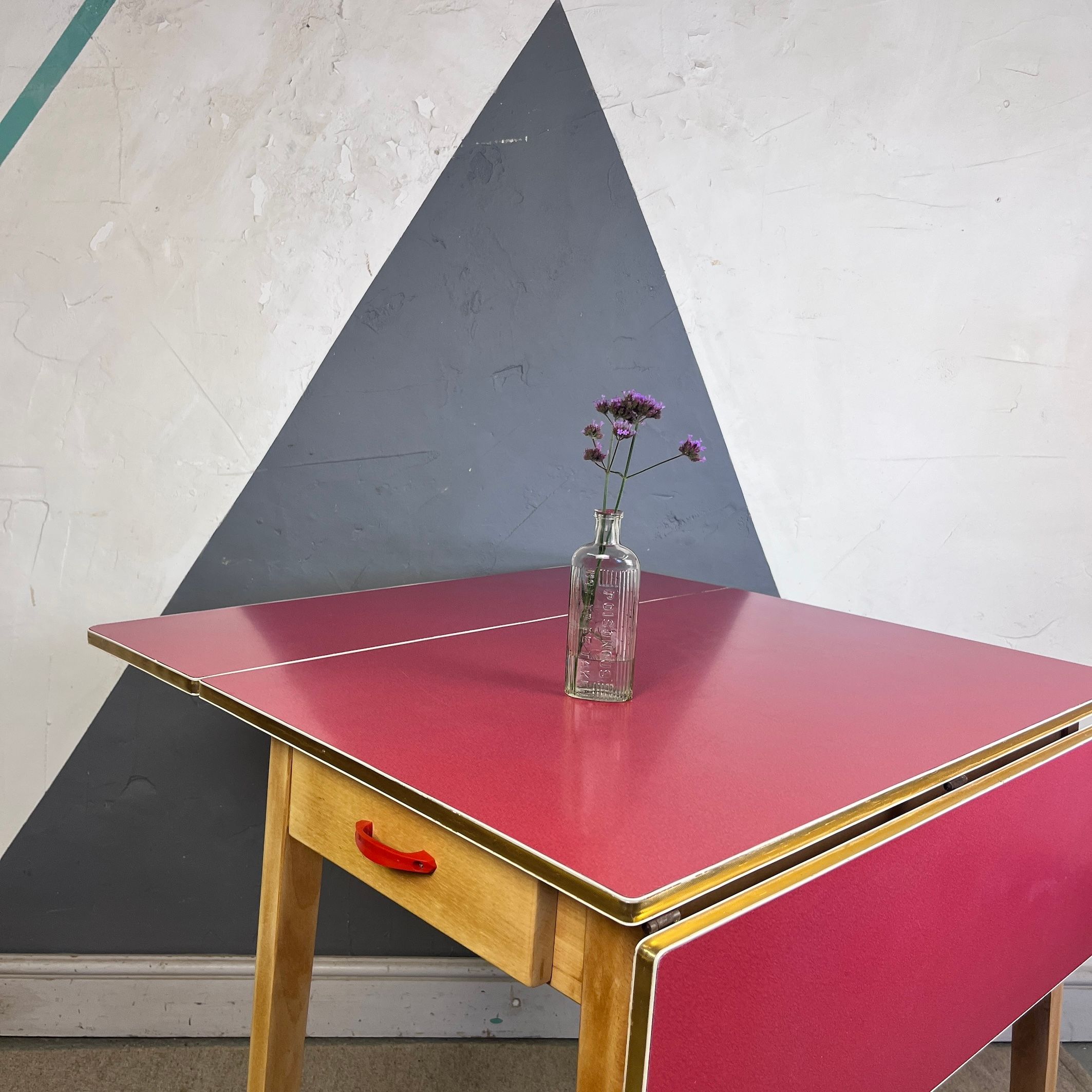 ​Red Formica Kitchen Dining Table Extending Mid Century