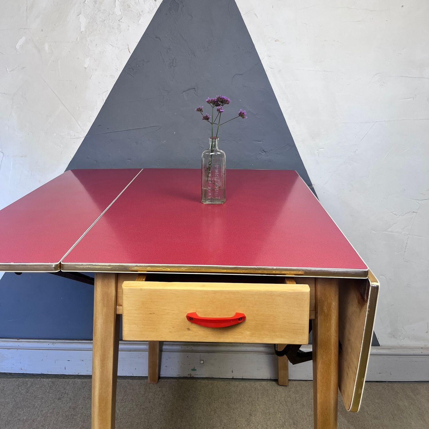 ​Red Formica Kitchen Dining Table Extending Mid Century