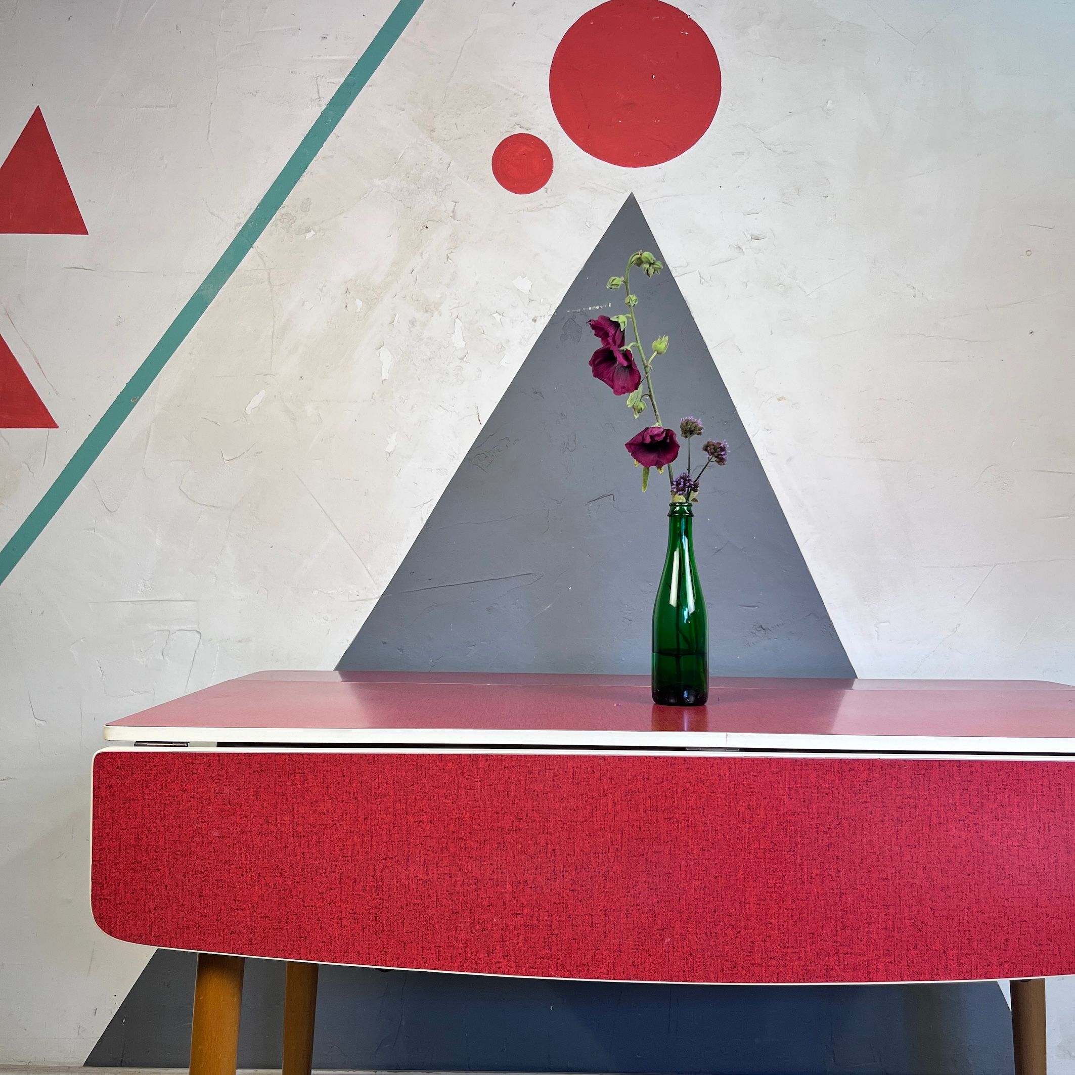 Red Formica Kitchen Dining Table Extending Mid Century