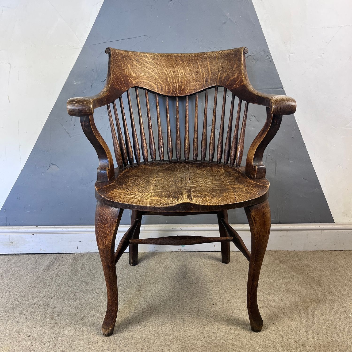 Antique Arts & Crafts Office Desk Carver Chair