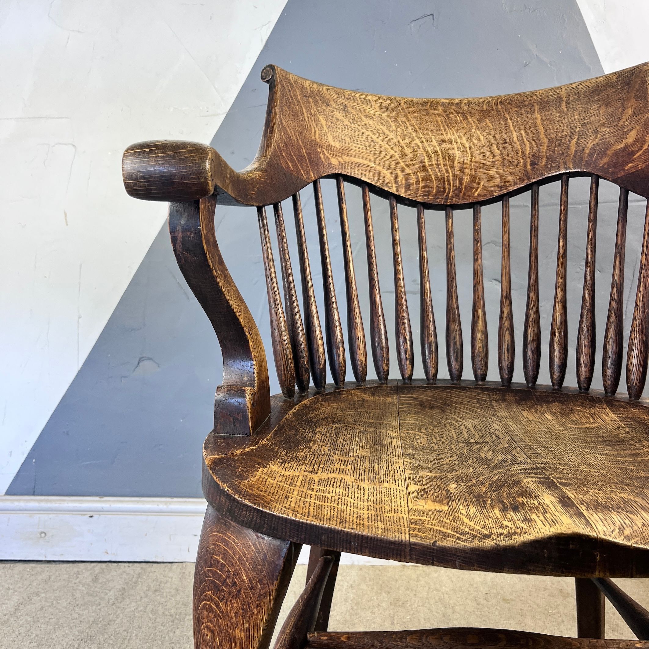 Antique Arts & Crafts Office Desk Carver Chair