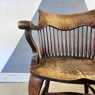 Antique Arts & Crafts Office Desk Carver Chair Antique Arts & Crafts Office Desk Carver Chair