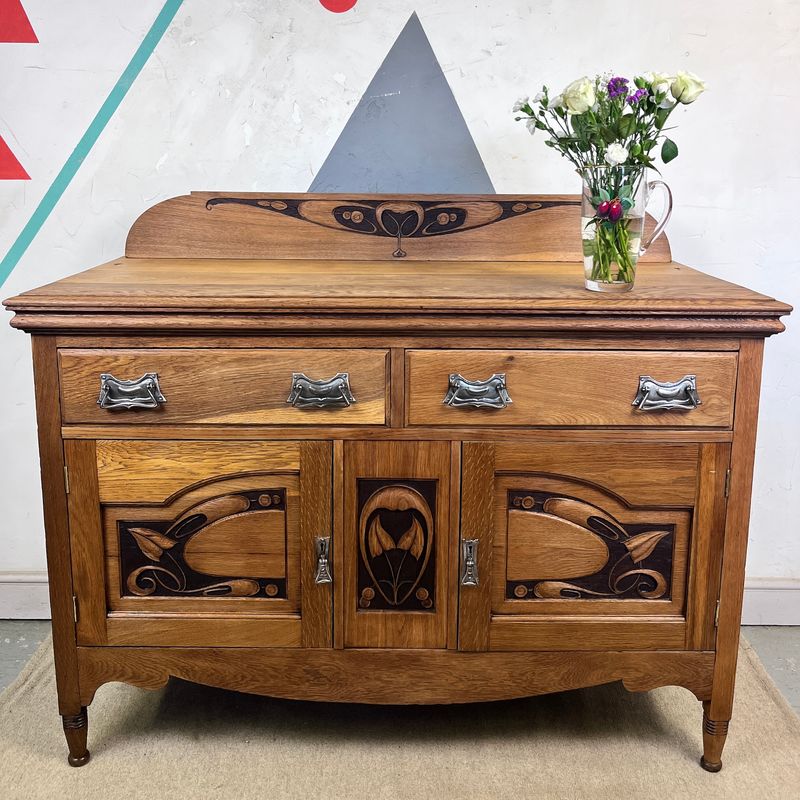 ​Antique Art Nouveau Oak Sideboard