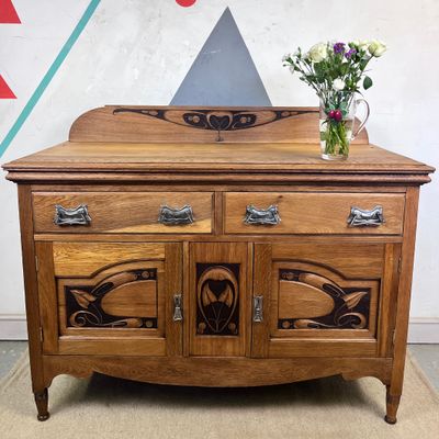 Antique Art Nouveau Oak Sideboard Antique Art Nouveau Oak Sideboard