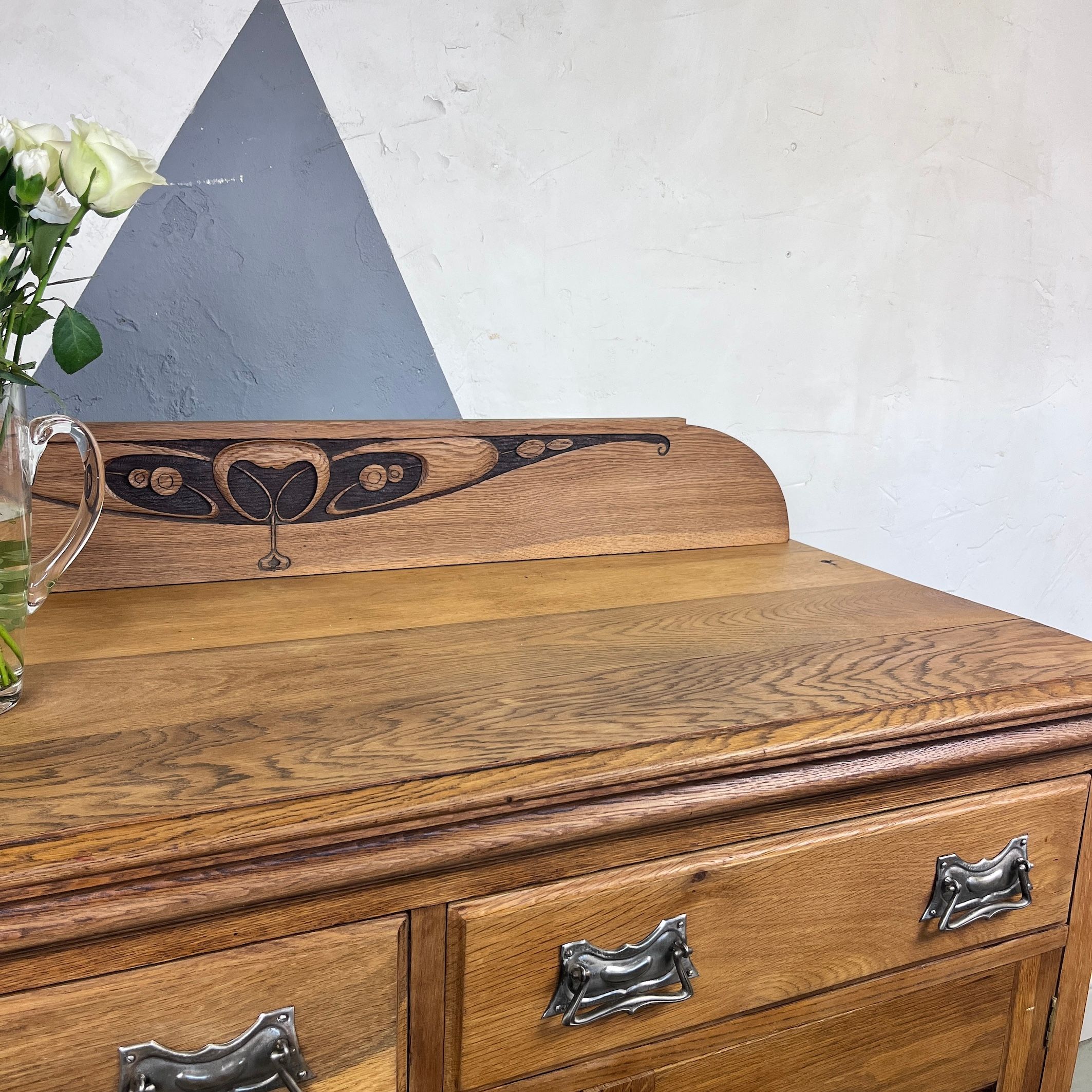 ​Antique Art Nouveau Oak Sideboard