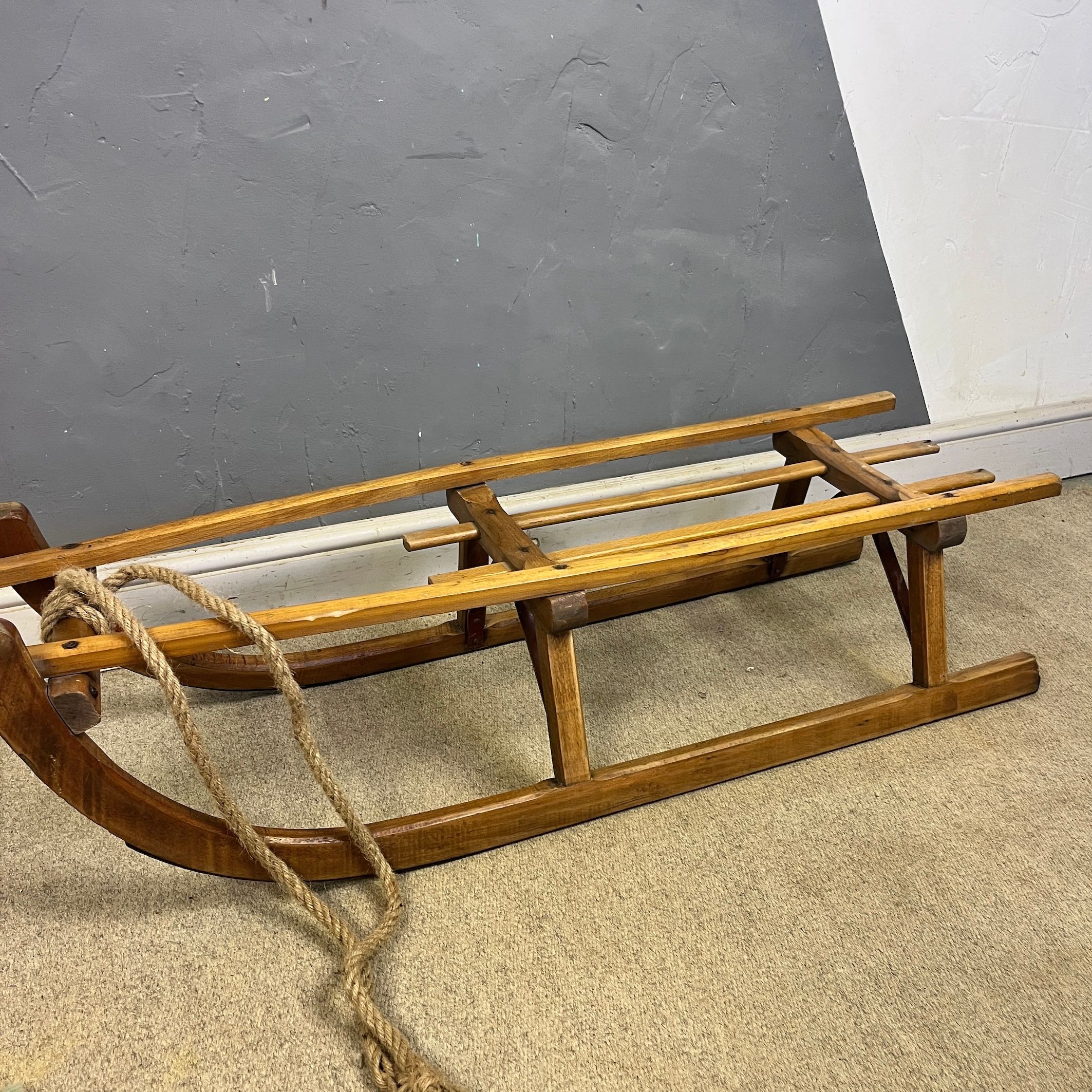 Vintage Wooden Sledge Antique Snow Christmas