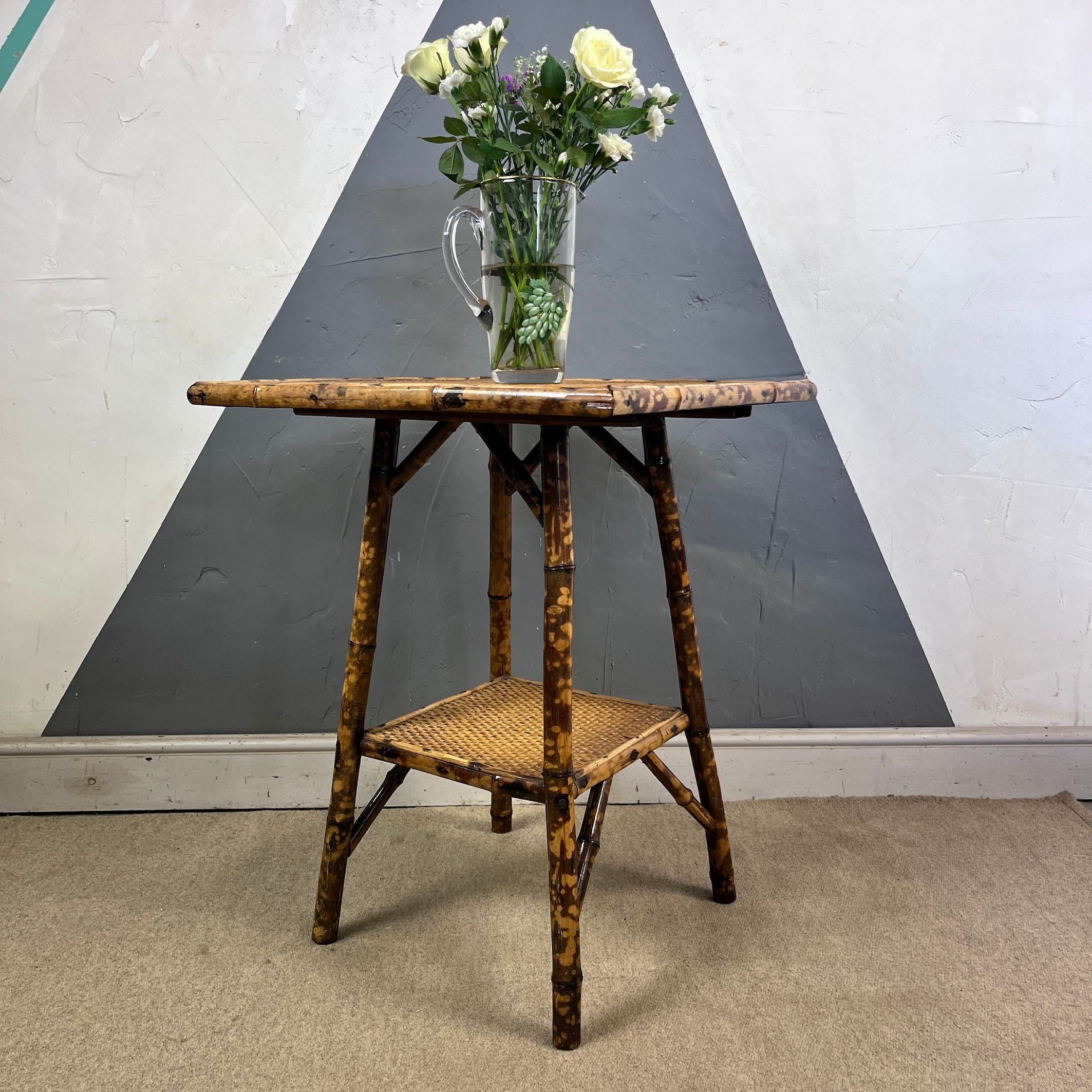 Antique Victorian Tiger Bamboo Table