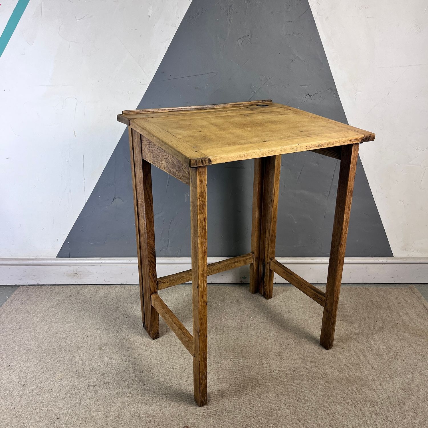 Wooden Oak Antique Folding School Desk