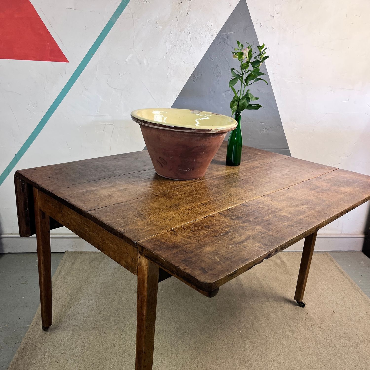 ​Rustic Oak Folding Drop Leaf Kitchen Dining Table