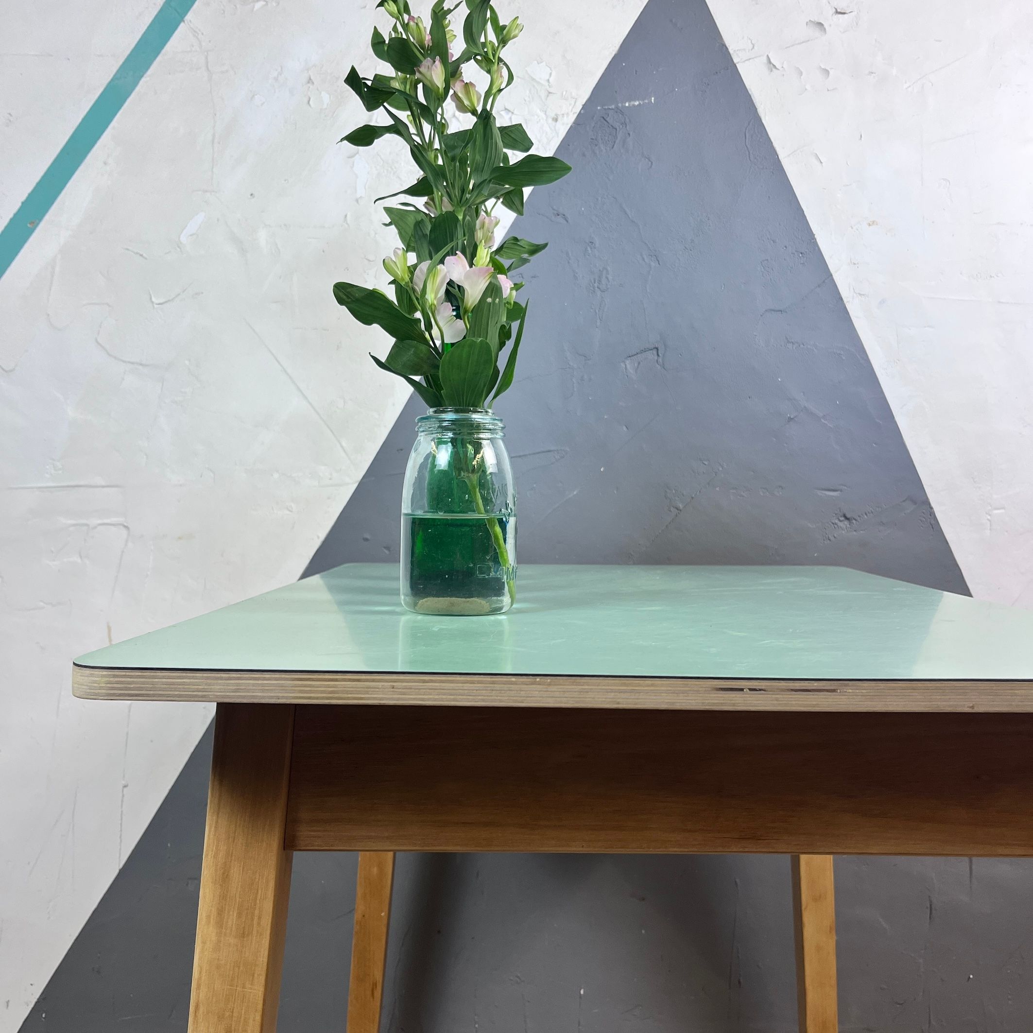 ​Mid Century Green Formica Kitchen Dining Table