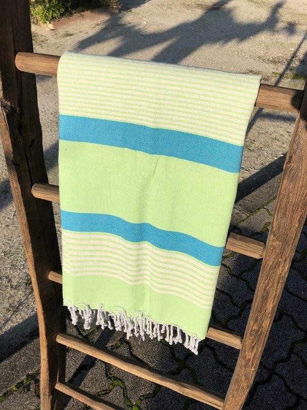 Fouta 100x200cm Arthur Vert/Blanc/Bleu