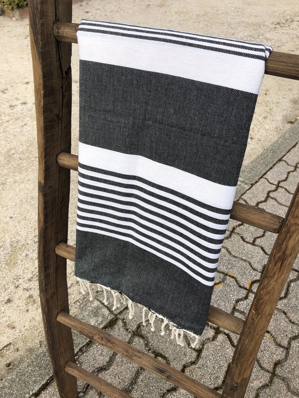 Fouta 100x200cm Arthur Noir/Blanc