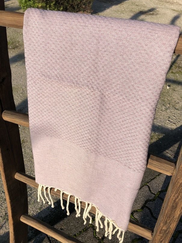 Fouta 100x200cm Nid d'Abeille Unies Lavande