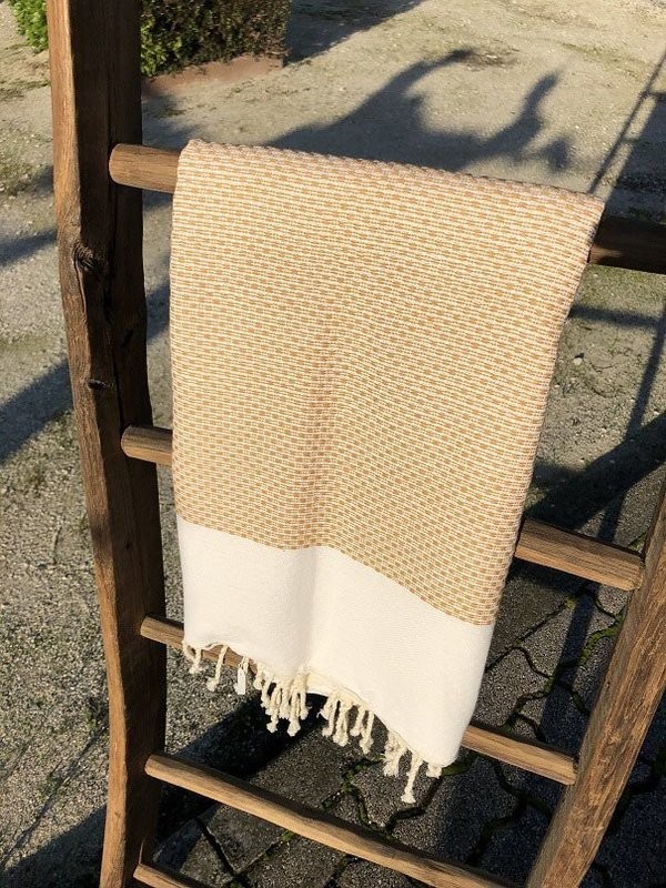 Fouta 100x200cm Nid d'Abeille Unies Miel