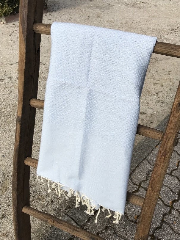 Fouta 100x200cm Nid d'Abeille Unies Bleu Azur