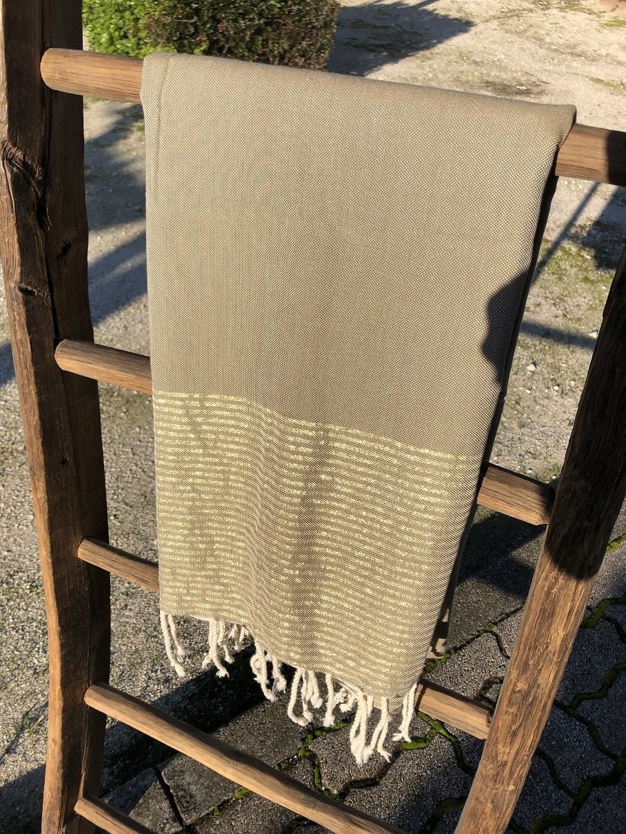 Fouta  100x200cm Plat Lurex Doré  Taupe