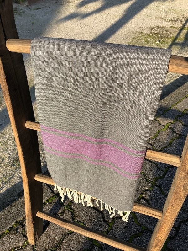 Fouta  100x200cm Traditionnelle  Gris/Violet