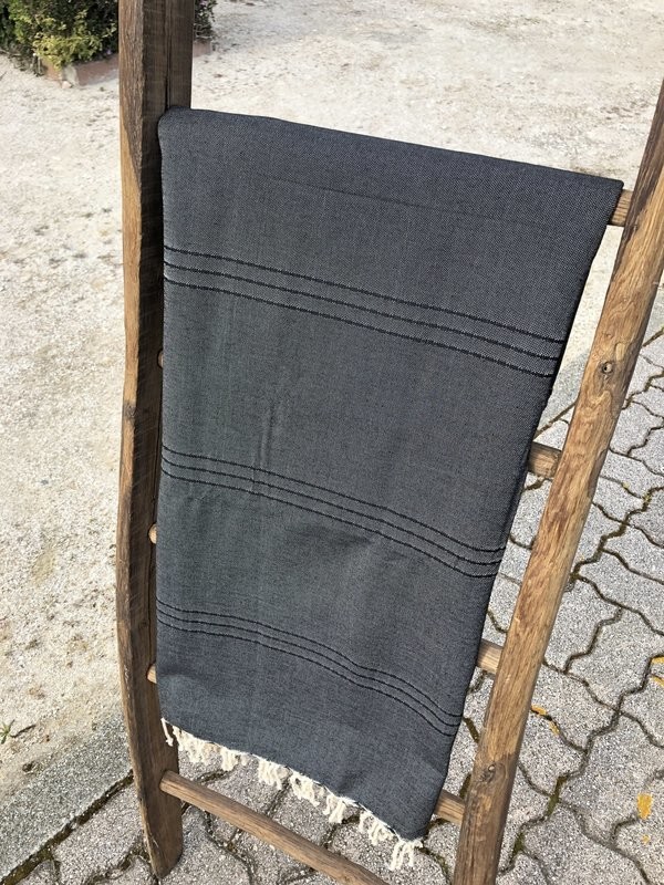Fouta  200x200cm Surpiqures Noir