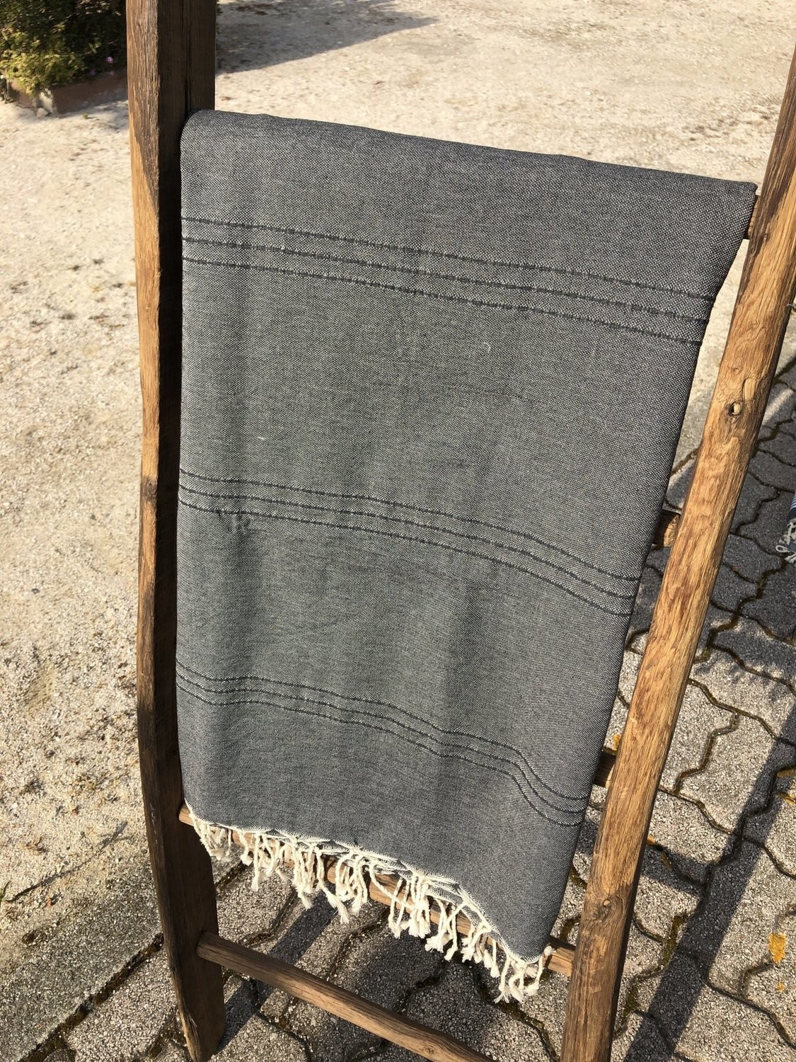 Fouta  200x200cm Surpiqures Gris Foncé