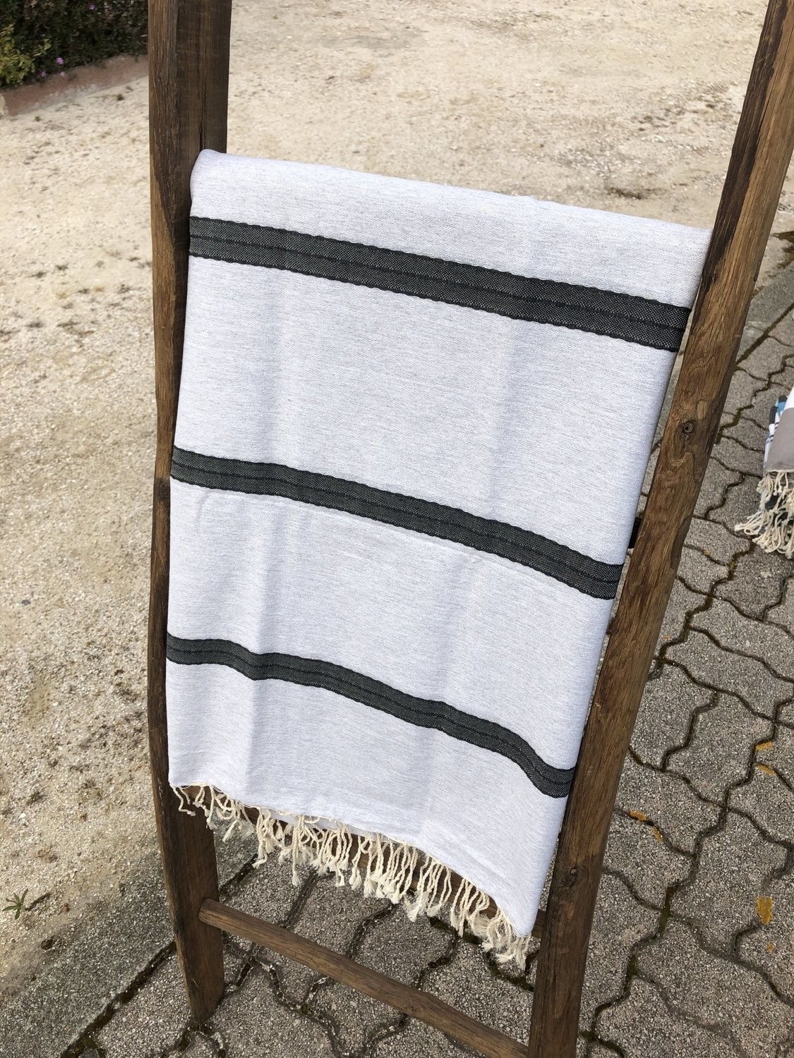 Fouta  200x200cm Surpiqures Gris/Gris Foncé