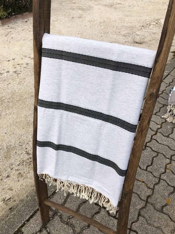 Fouta  200x200cm Surpiqures Gris/Gris Foncé