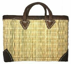 Panier Rectangulaire Bordures Cuir Grand Modèle