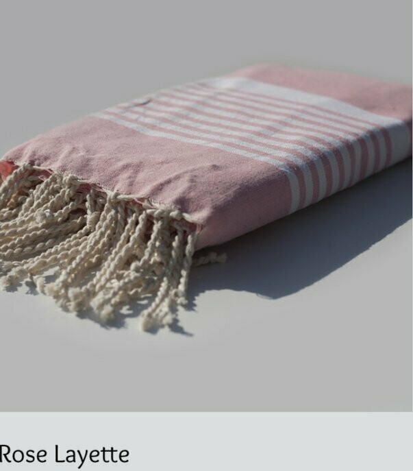 Fouta  200x200cm Arthur Rose/Blanc