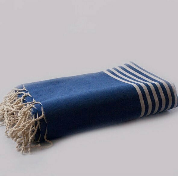 Fouta  200x200cm Arthur Bleu Roi/Blanc