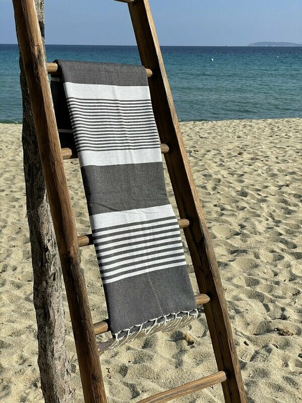 Fouta 100x200cm Arthur Noir/Gris