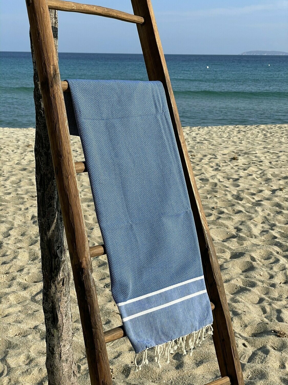 Fouta 100x200cm Chevron Bleu Roi