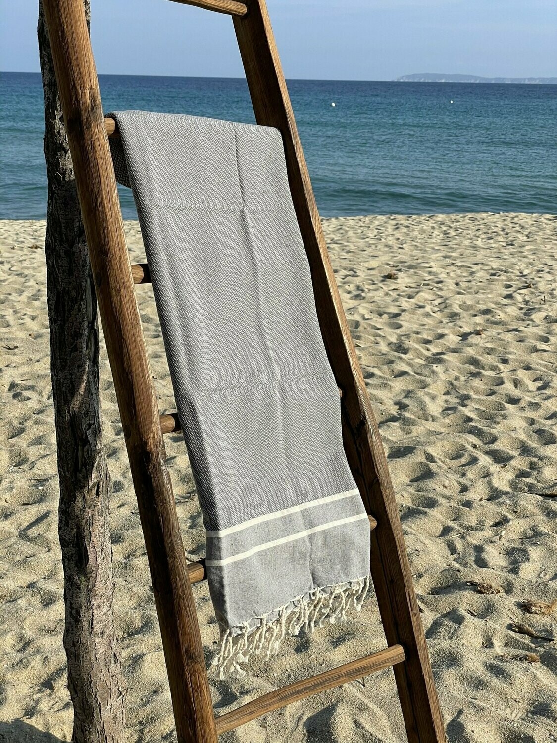 Fouta 100x200cm Chevron Gris Moyen