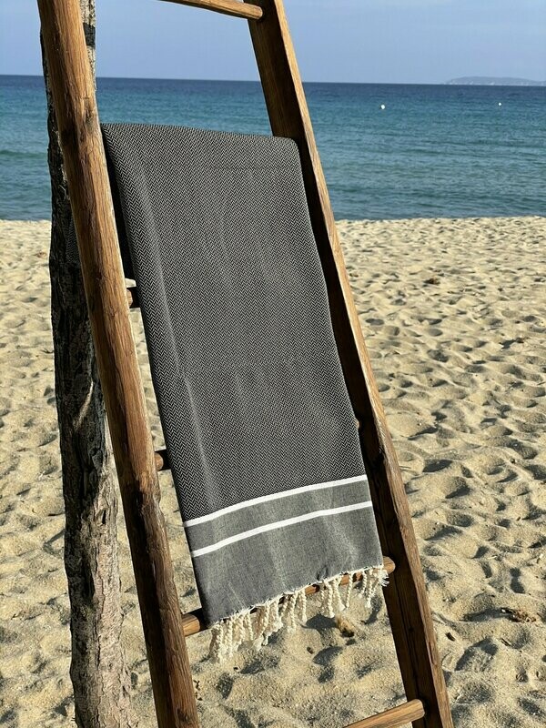 Fouta 100x200cm Chevron Noir