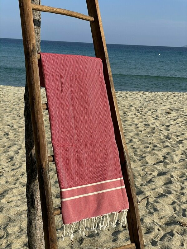 Fouta 100x200cm Chevron Rouge