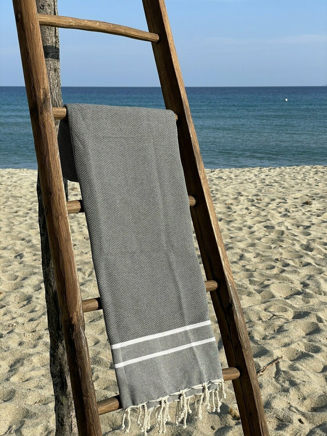 Fouta 100x200cm Chevron Gris Foncé