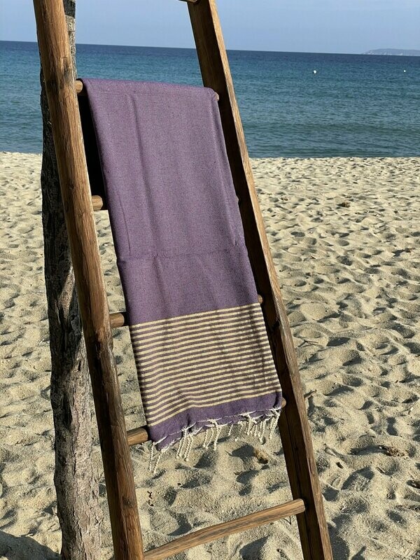 Fouta  100x200cm Plat Lurex Doré  Violet