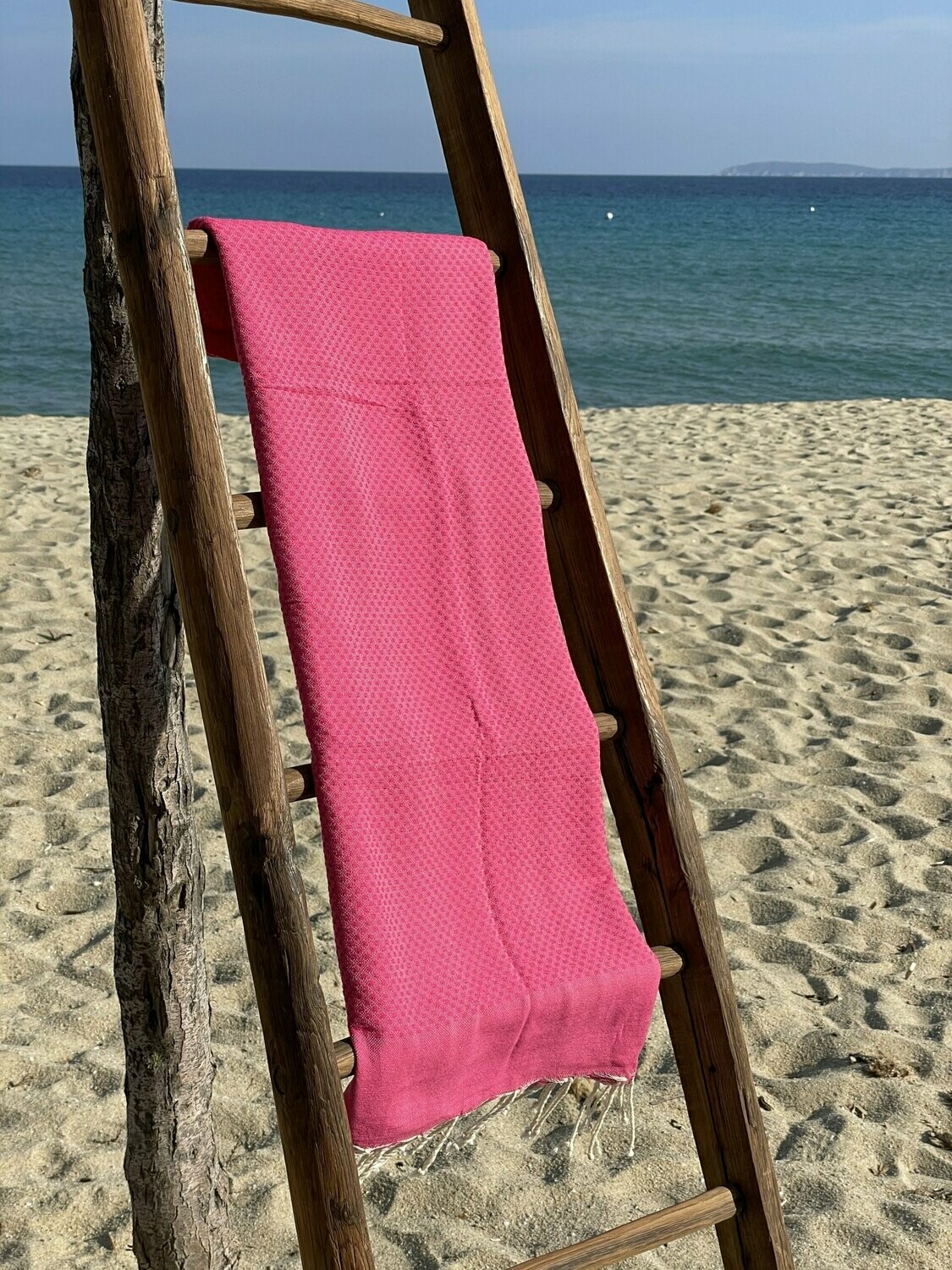 Fouta 100x200cm Nid d'Abeille Unies Fushia