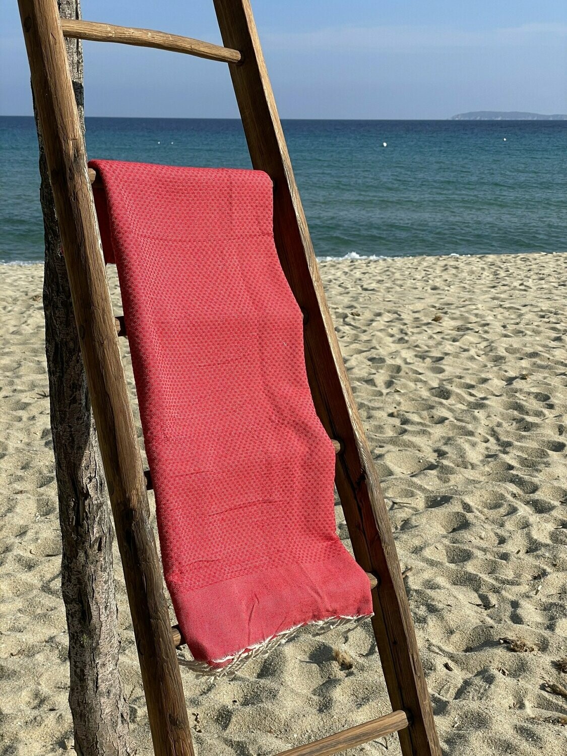 Fouta 100x200cm Nid d'Abeille Unies Rouge